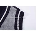 Boy's Knitted Pure Cotton Contrast Colour School Vest